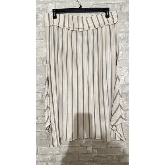 Ava James Midi Skirt Flared Elastic Waist  Black Stripes On White Size 2x - Picture 4 of 5